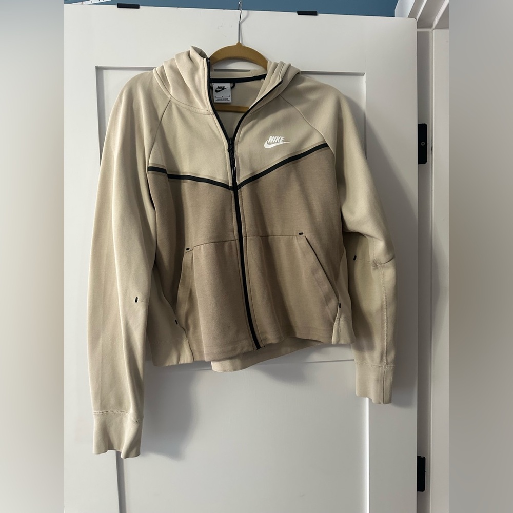 Nike Beige and Tan Full-Zip Hoodie